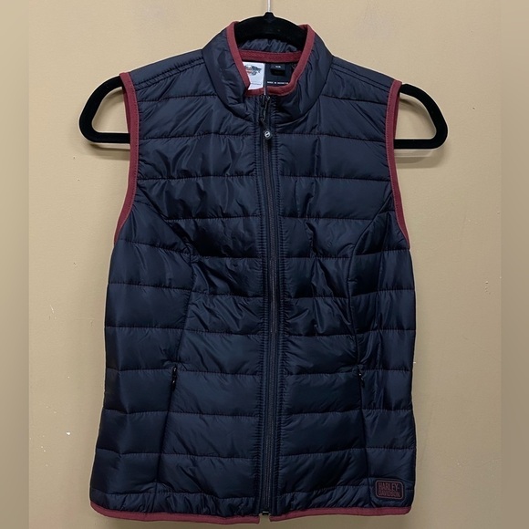 Harley Davidson Womens Black Quilted Puffer Vest Insert 3M Thinsulate Size XS - Picture 1 of 6